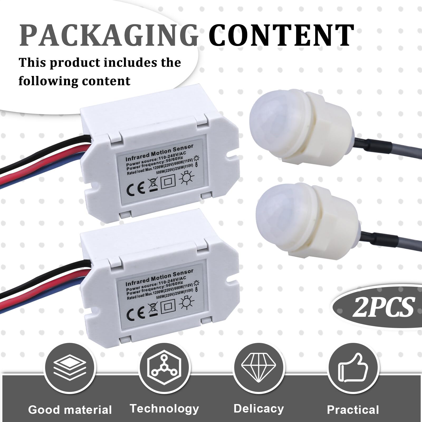 Interruttore Sensore Movimento A Infrarossi - Mini Rilevatore 360° Per Interni, 220V, Regolabile - Foto 8