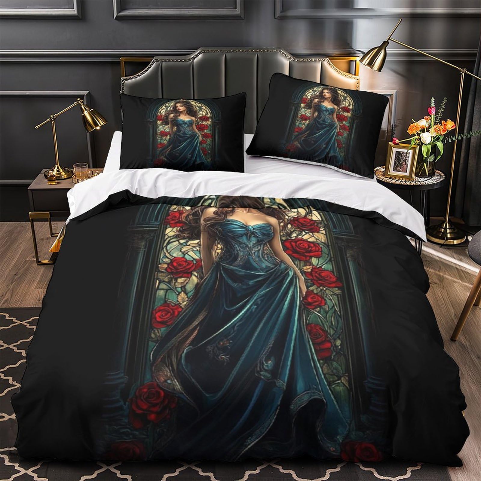 Housse de couette femme 3D en microfibre 135x200 cm pour lit simple