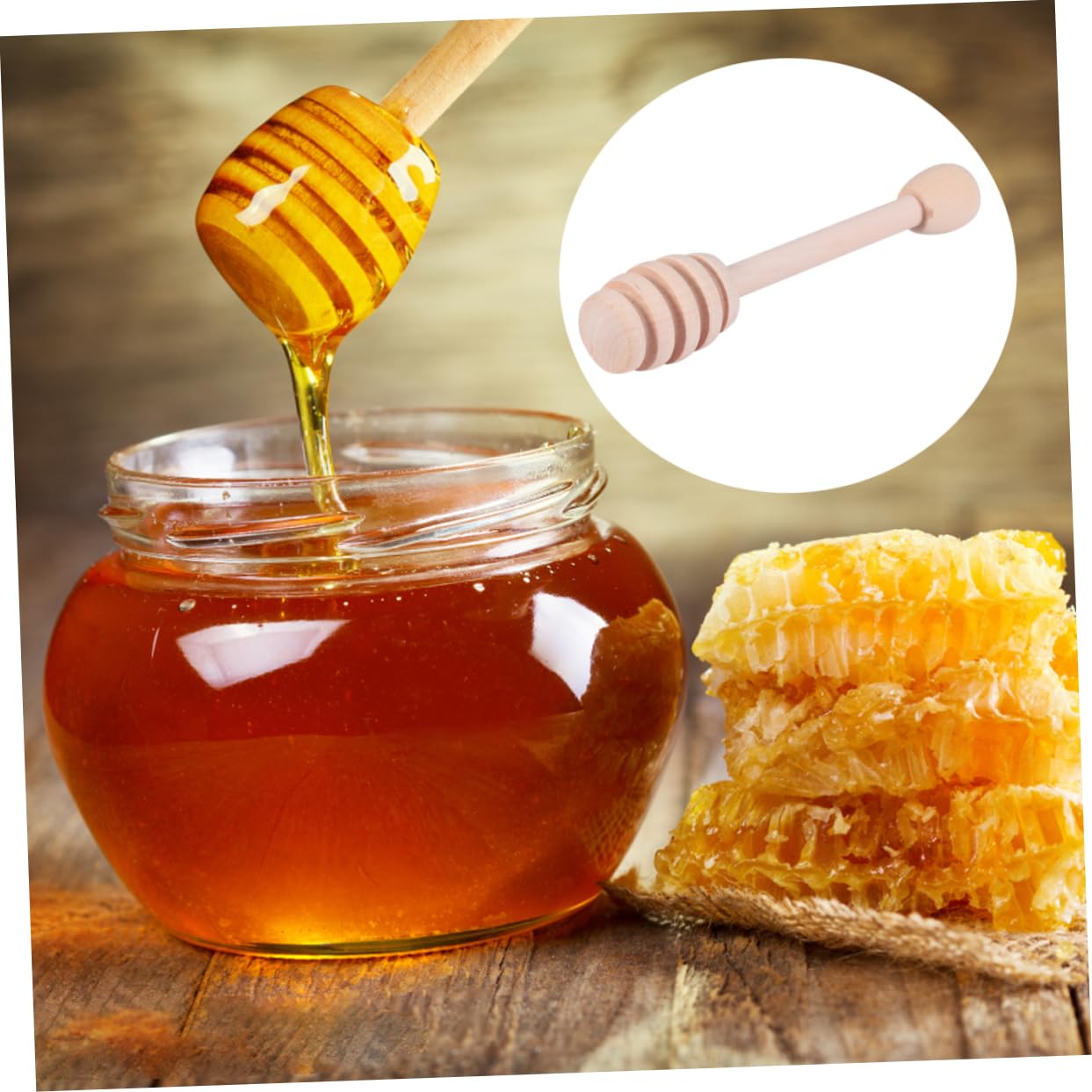 BEBEMOKO 3sets Honey Stirrer Sticks Wooden Large Groove Multi-purpose Stirring Spoon Perfect for Tea Coffee Homemade Honey 8pcs*3