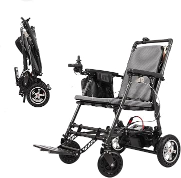 Foldable Carbon Fiber Electric Wheelchair for Adults,Dual- ControlFront & Rear & 3-Step Folding, 12.4 Mile/20km Range, Dual 150W Brushless Motors, Explosion Proof Shock-Absorbing Tires