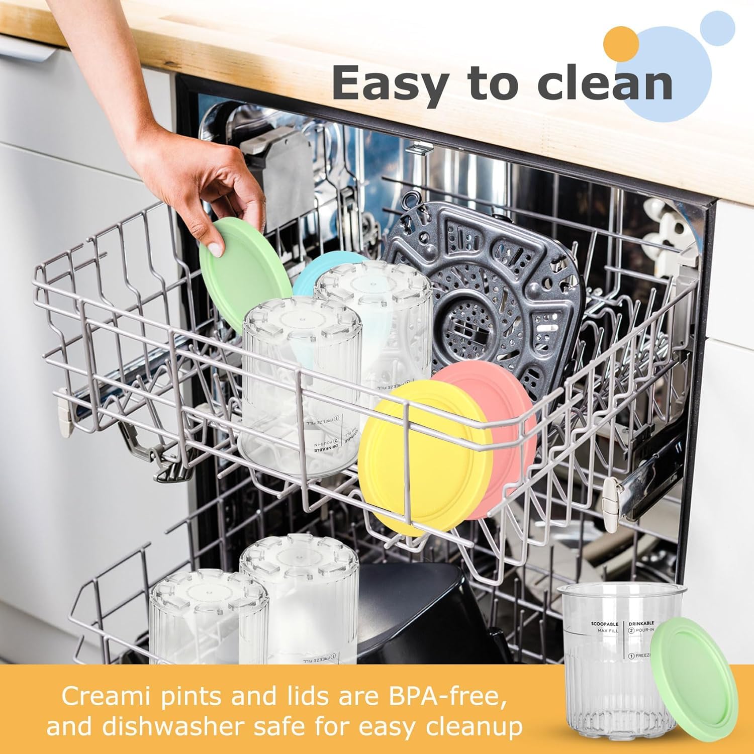 Lot de 4 récipients de rechange Creami pour ninja Creami Deluxe Pint 680 ml NC501, compatible avec la machine à crème glacée Ninja NC501 NC500 de la série Creami Luxe, avec un bac à glace anti-fuite