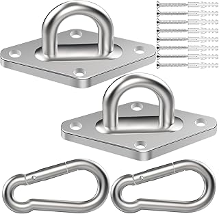 Hammock Hooks 2 Pack, Heavy Duty Hammock Hanging Kit, M8 304 Stainless Steel Pad Eye Hanging Hooks for Porch Swing, 1000Lbs Holding Capacitym,Silver