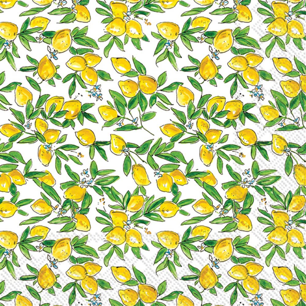 Boston International IHR 3-Ply Paper Napkins Rosanne Beck Collections, 20-Count Lunch Size, Lemons Allover