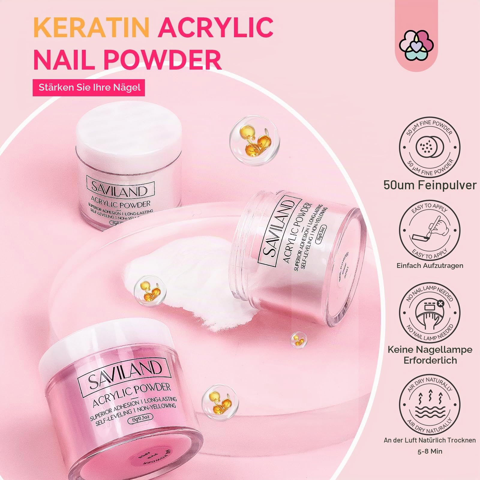 SAVILAND Acryl Nagelset Nagelstudio Set mit Nagelfräser und UV Lampe für Gelnägel , Acrylpulver mit Acryl Liquid für Anfänger Selber Machen Acrylnägel, Nageldesign Nagelset Nail Art Geschenke Frauen