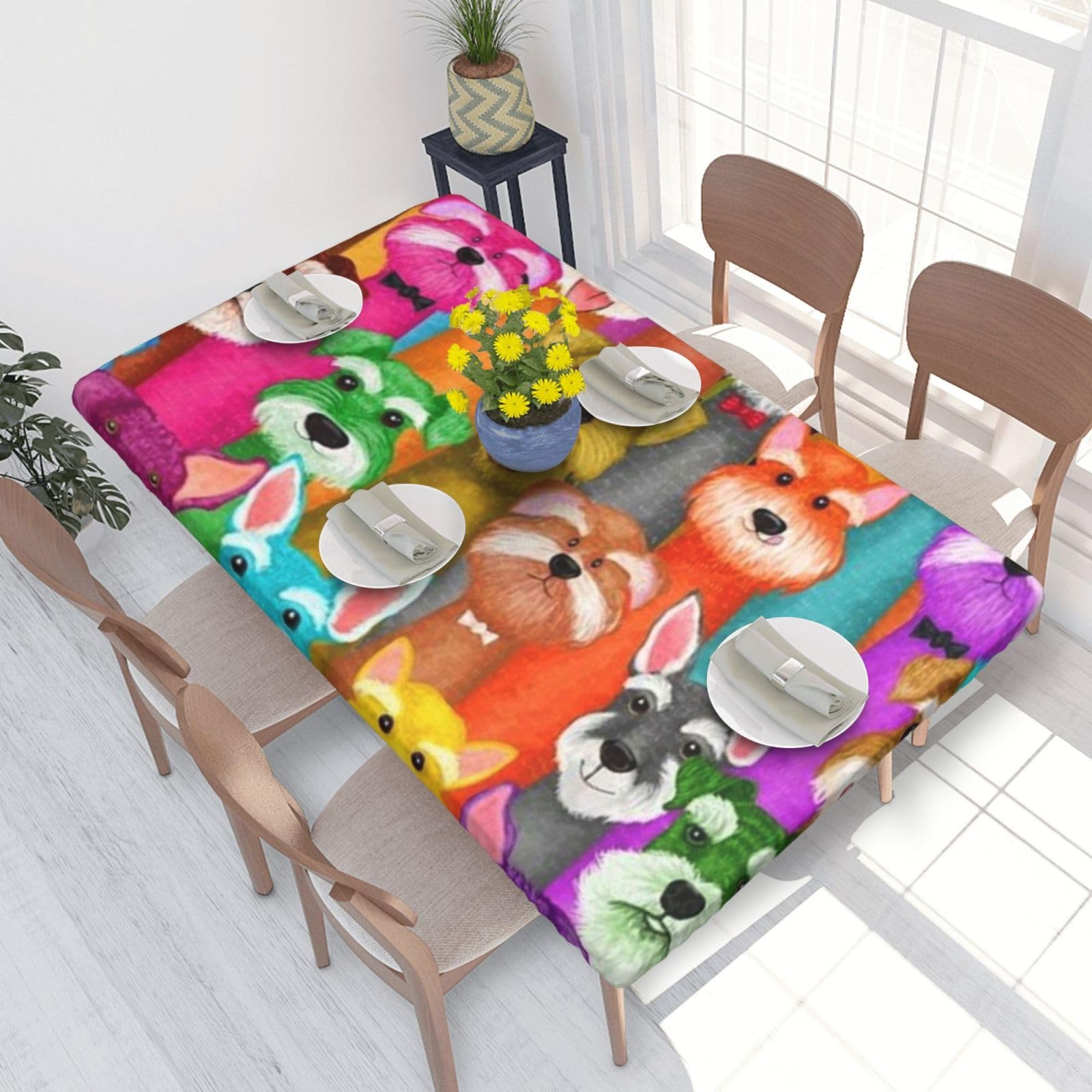 BNVSADC Dogs Printed 4FT Tablecloth 122x76 CM Polyester Kitchen Water Resistant Table Cloth Dining Table Decoration Table Covers