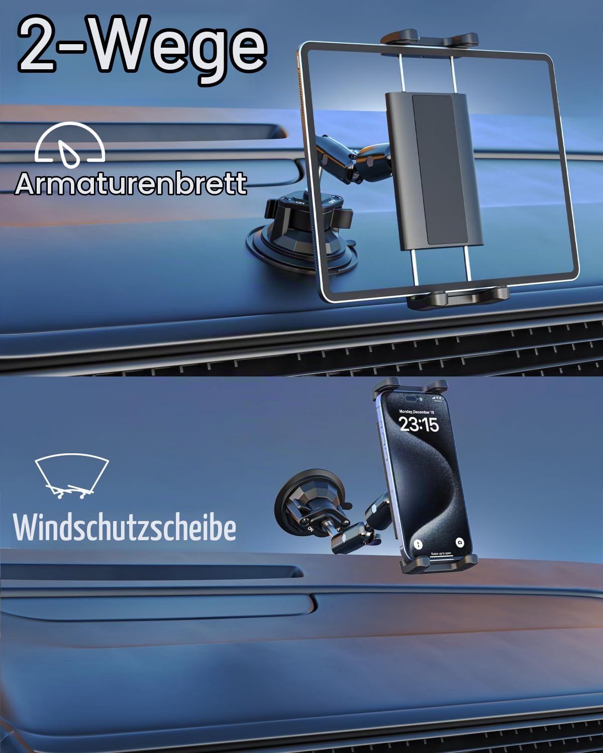 Saugnapf Tablet Halterung Auto Vorne, Heavy Duty KFZ Windschutzscheibe Tablethalterung, LKW Armaturenbrett Tablet Halter für iPad Pro 12.9 iPad Air Mini, Galaxy Tabs, 4-12.9" Handy & Tablets