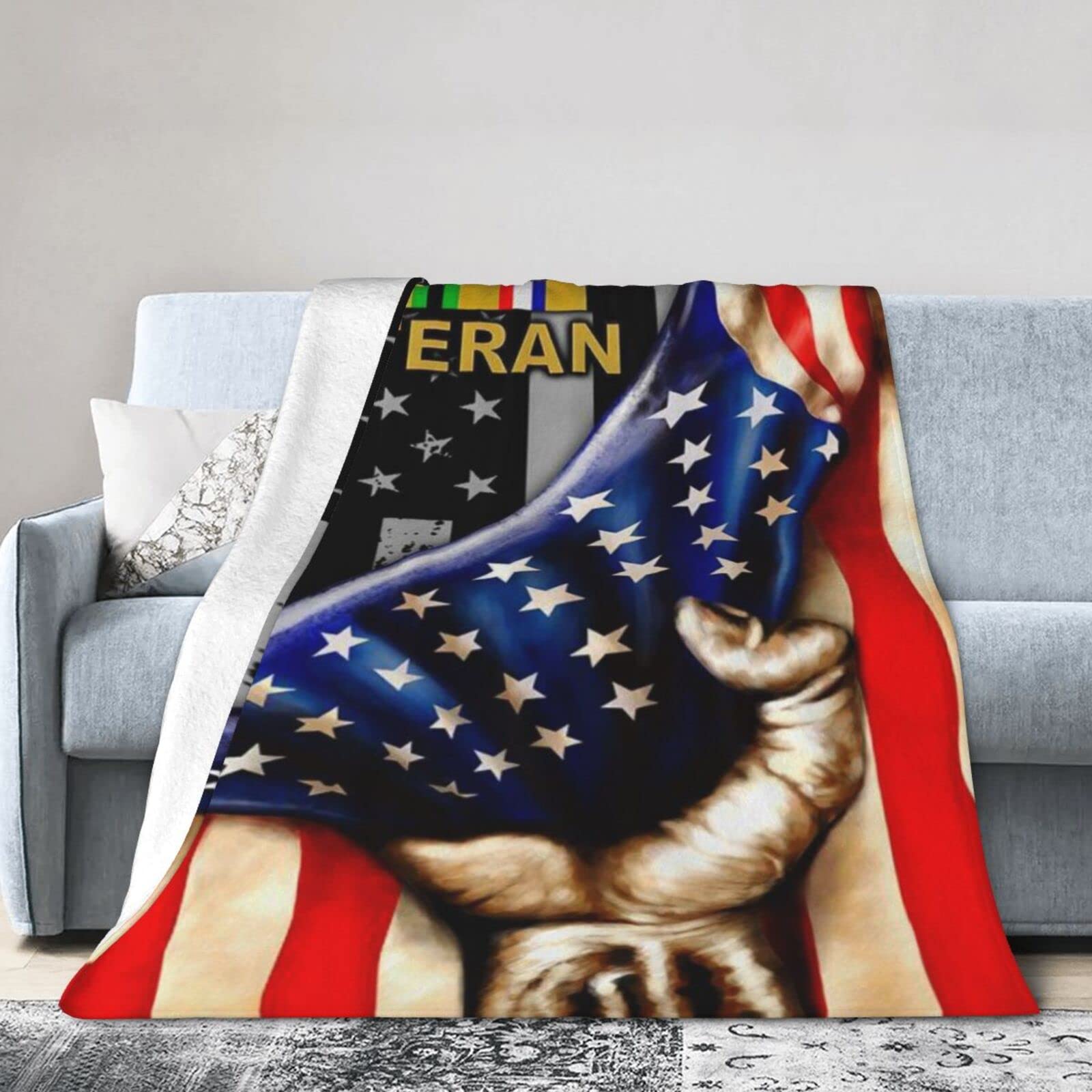 Lsjuee Flannel Fleece Blanket 80"X60" Desert Storm Era Veteran American Sofa Throw Blanket Funny Ultra-Soft Travel Winter Blankets for Girls Keep Warm