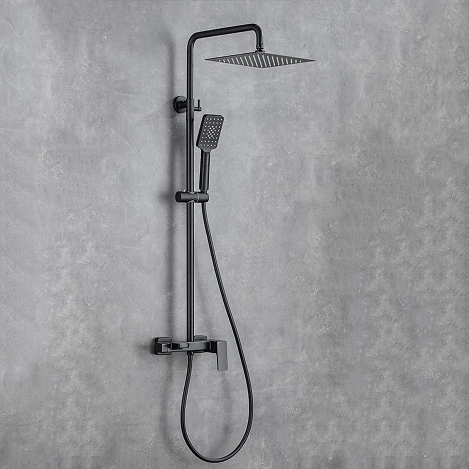 JYBNBBE Shower Mixer Set Rainfall Shower Kit Adjustable Height Single Handle Bath Taps Bathroom Taps Mixer with Shower Set Black (Black A)