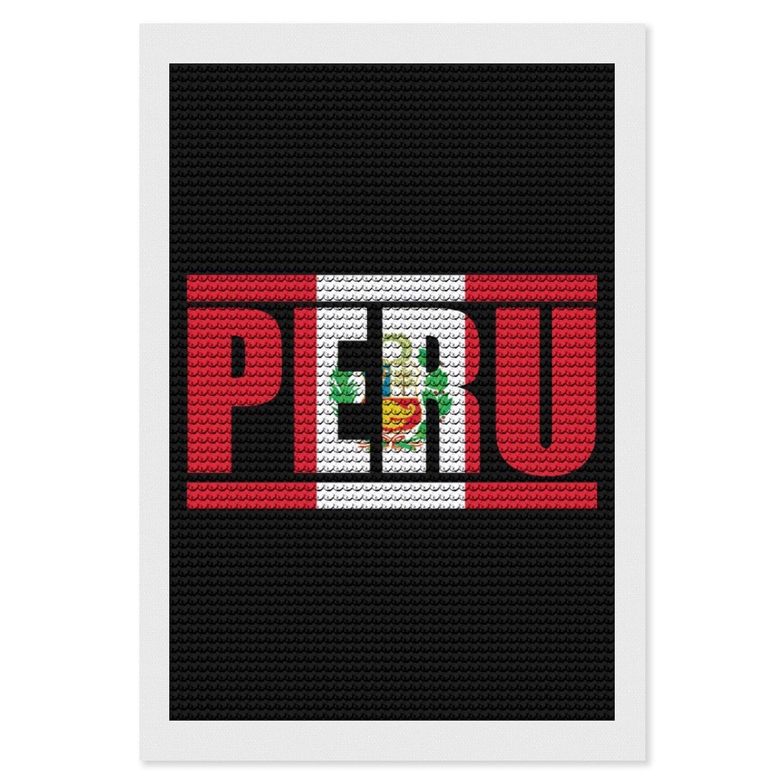 Nclqvjxzkhw Style Flag Of Peru Diamond Art Painting For Adult Round Diamonds Pictures Arts Crafts Home Wall Decor 8"X12"