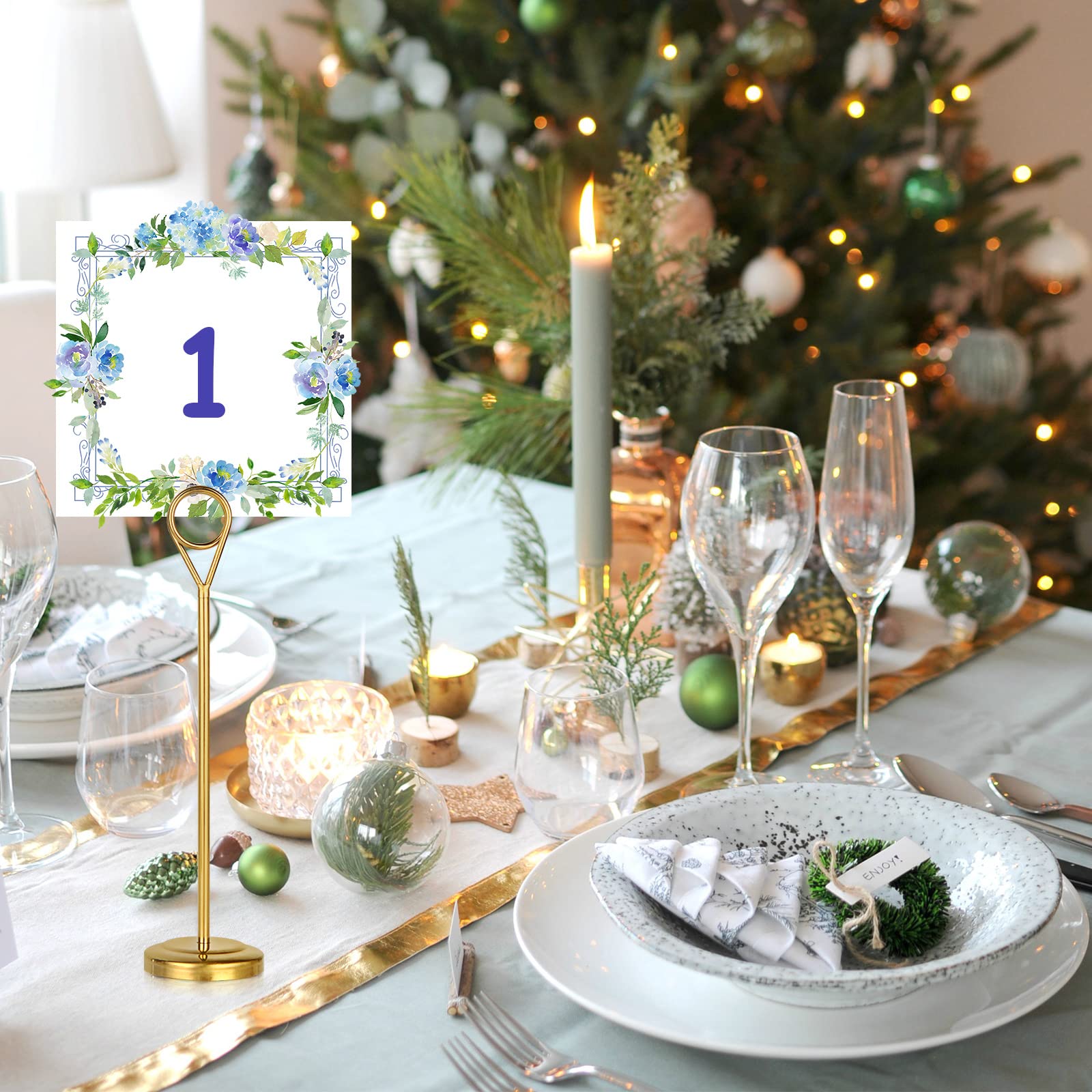 Lot de 6 supports de numéro de table dorés en acier inoxydable de 20,3 cm pour mariage, fête, restaurant, réception, menu et affichage de photos