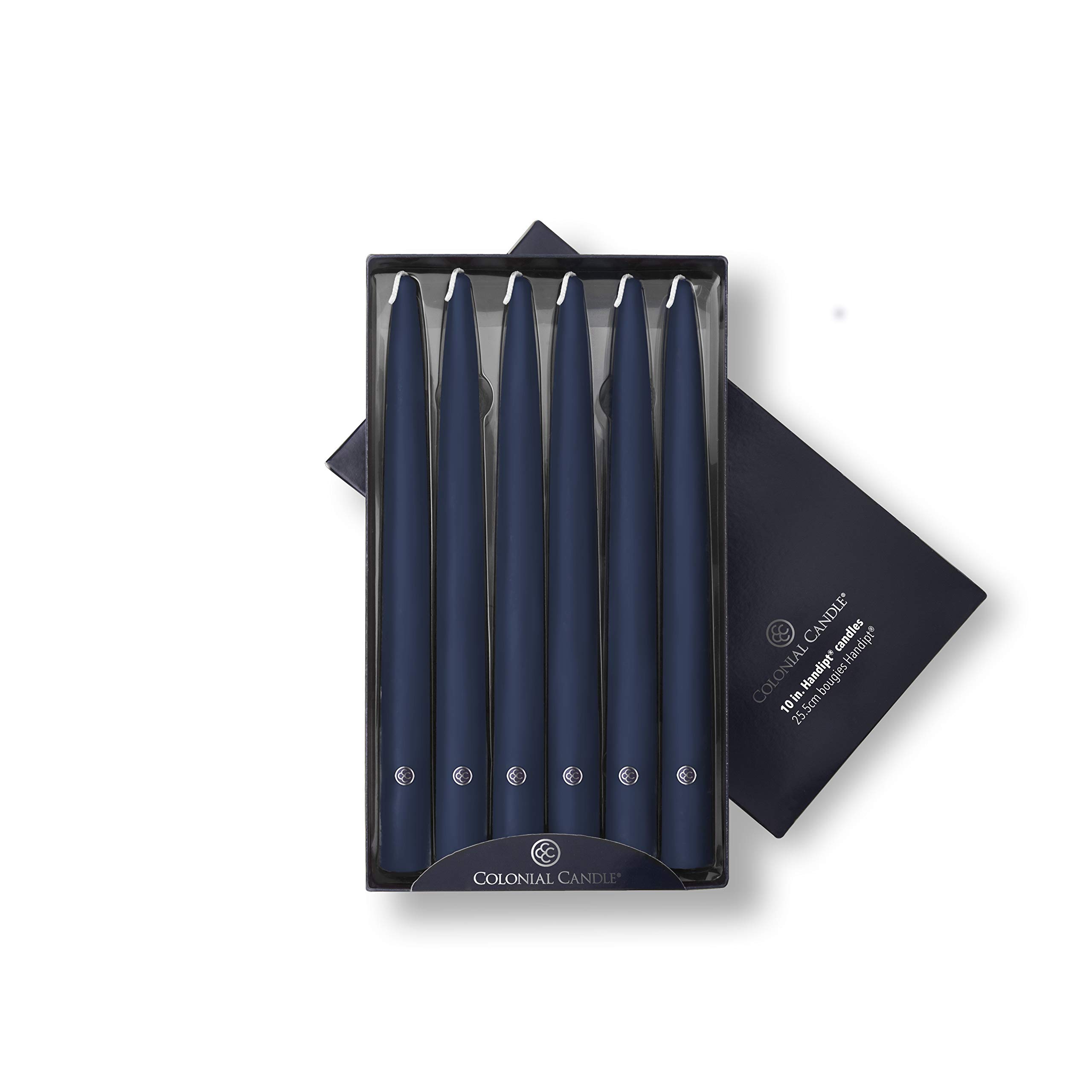 10" Colonial Candle Tapers, Navy Indigo Blue