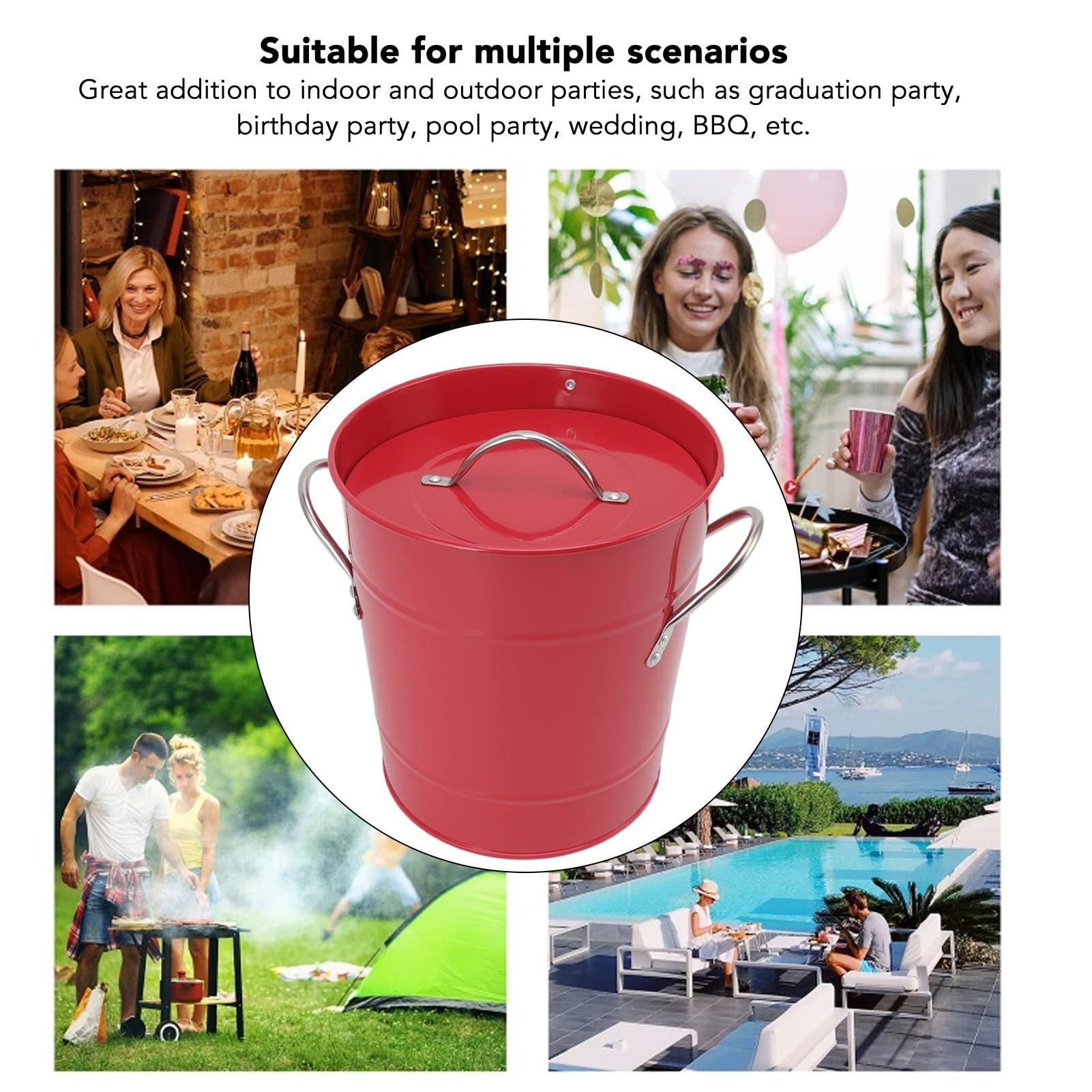 Secchiello Ghiaccio Acciaio Inox 3.2L Doppia Parete - Con Coperchio, Pala E Pinza, Per Feste E Vino - Foto 14