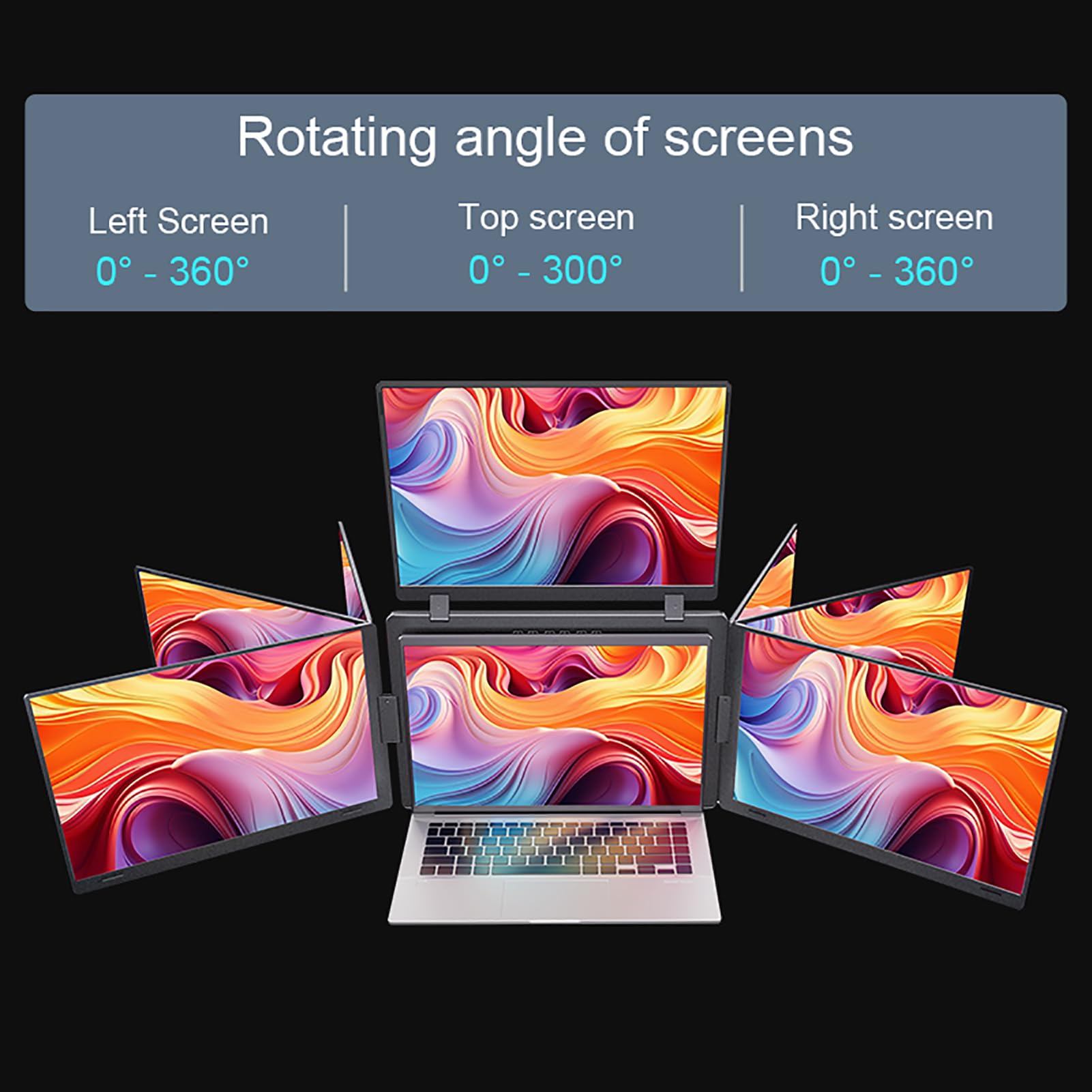 Monitor Portatile Triplo da 14" per Laptop, 1920x1200 IPS, Plug & Play, Monitor Quadruplo Extender a 3 Schermi per Laptop da 12-16,5", per 10 11, Mac (Spina europea)