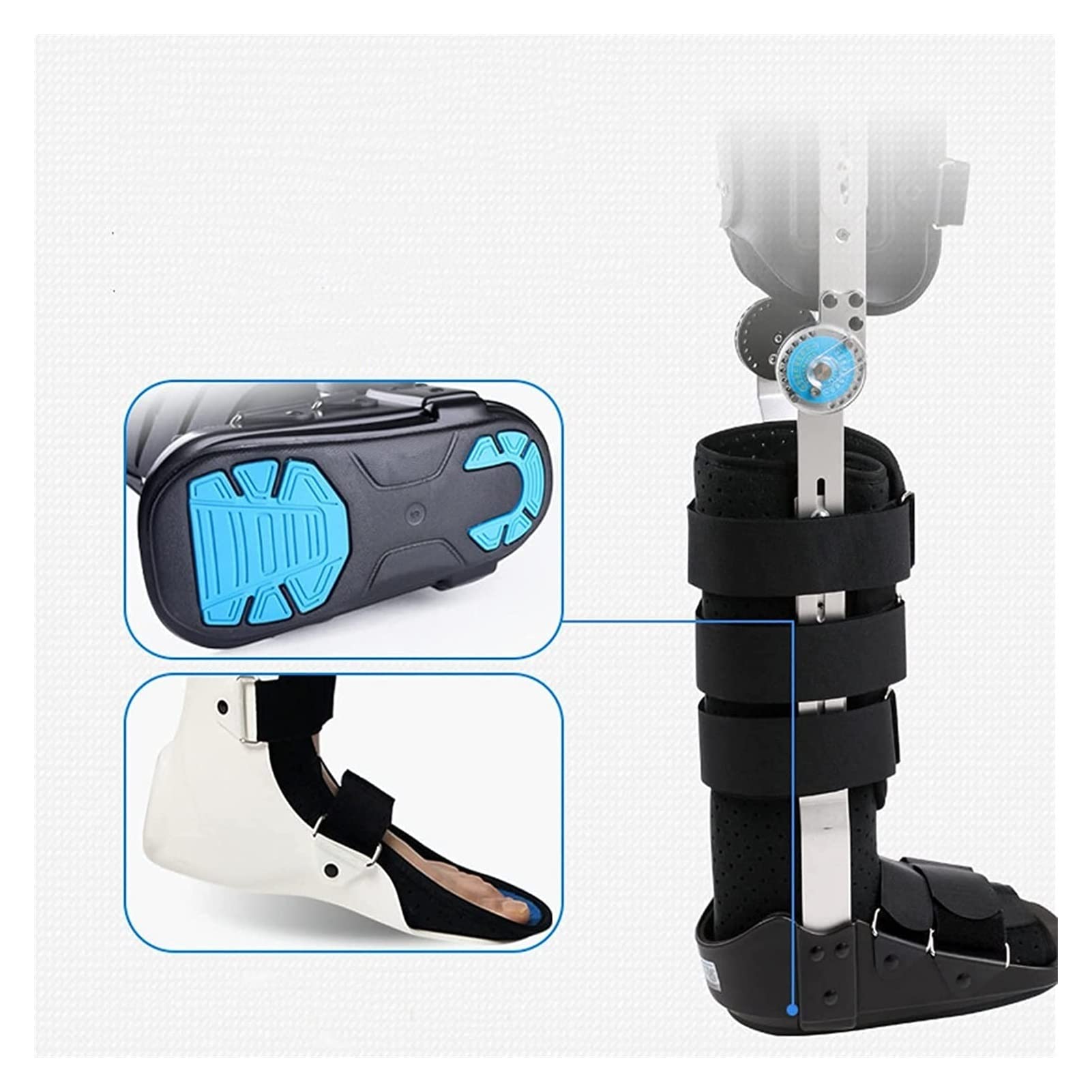 Cadera Rodilla Tobillo Pie Ortesis Equipo de rehabilitación Fijo Pierna Cadera Caminar Fijo Botas para Caminar Brace 22.7.27 (Color : Left White, Size : M)