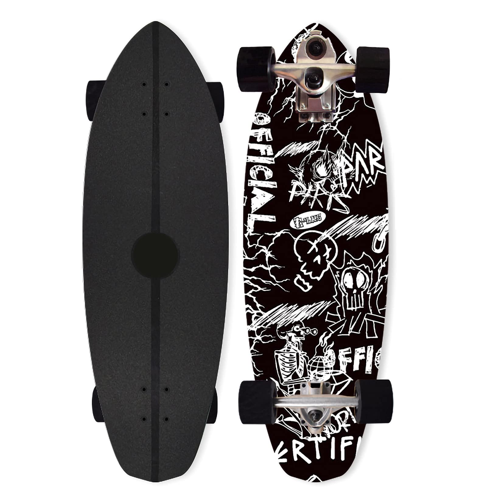 Land Surfboard, Complete 32-inch 7-layer Cruiser Skateboard, Suitable for Children, Teenagers and Adults S7P7 Dual Steering Smooth Star SM Thruster,E