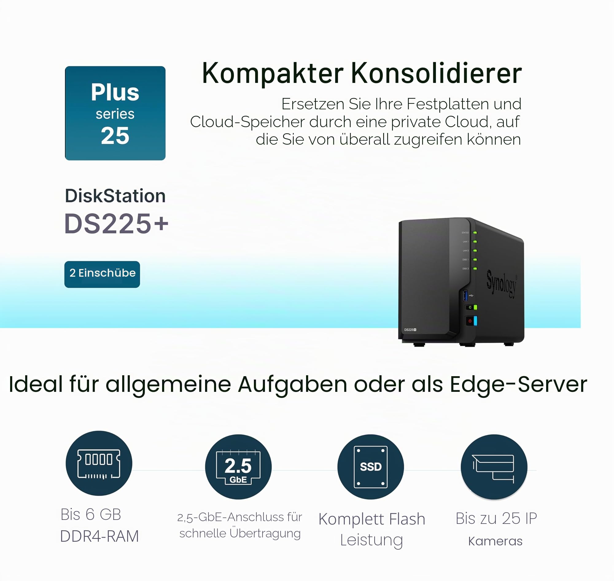 Synology 2-Bay DiskStation DS225+ (Diskless)