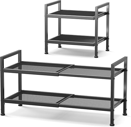 Miniatura 9 de Zapatero de 2 niveles, zapatero expandible para armario, organizador de zapatos ajustable para entrada, organizador de almacenamiento de zapatos