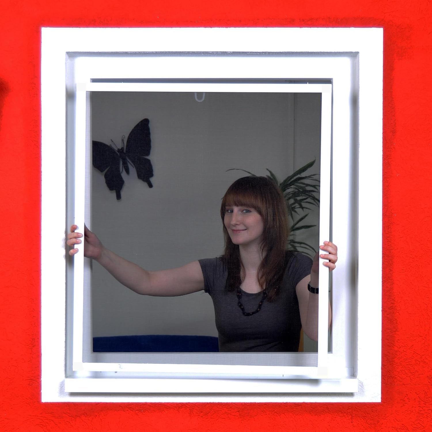 Smart flächenbündiger Alu Bausatz für Fenster - Fliegengitter Insektenschutz 130 cm x 220 cm | Weißer Rahmen