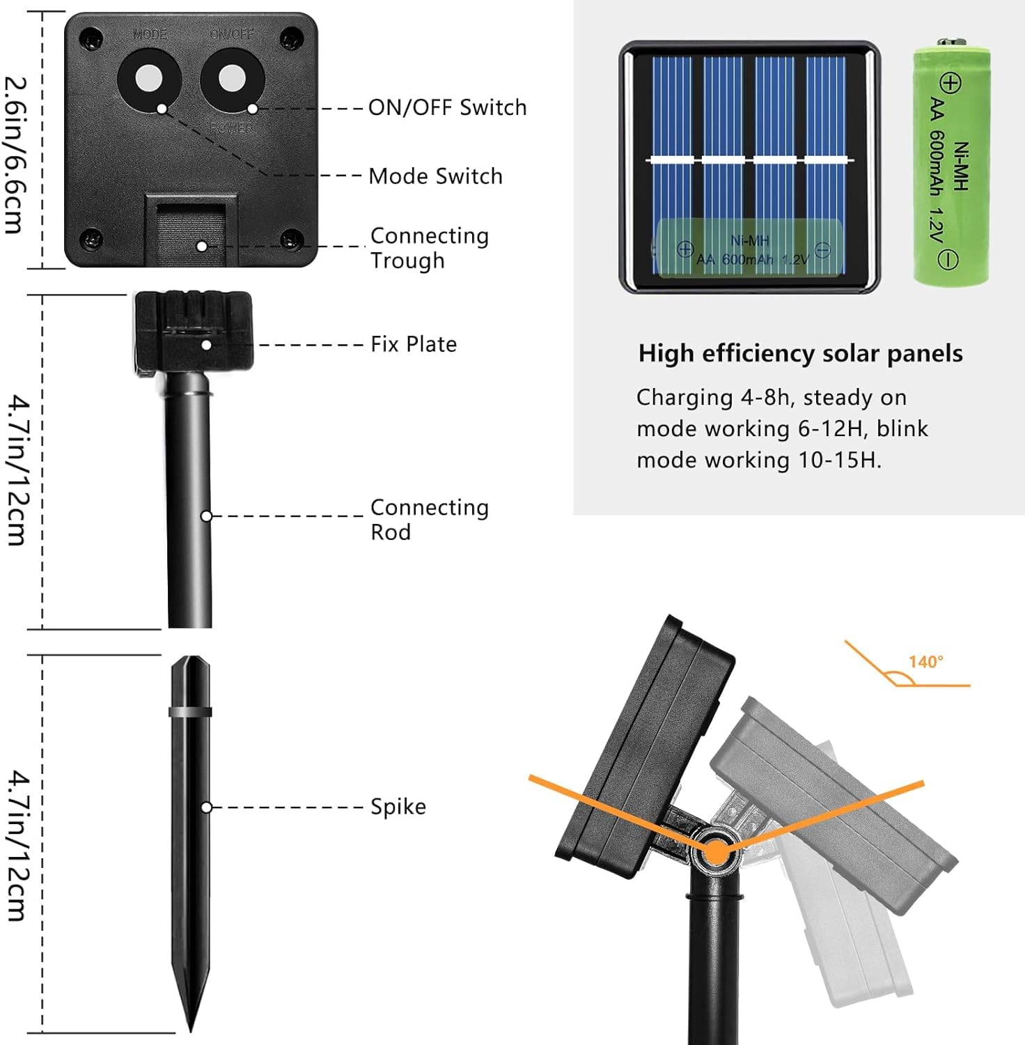 Voolex 4 Pacchi Catena Luminosa Esterno Solare, 10M 100 LED Luci Natale Esterno Solare, 8 Modalità Luci Solari Esterno, Luci Solari da Giardino Per Giardino Albero Festa Patio -Multicolore