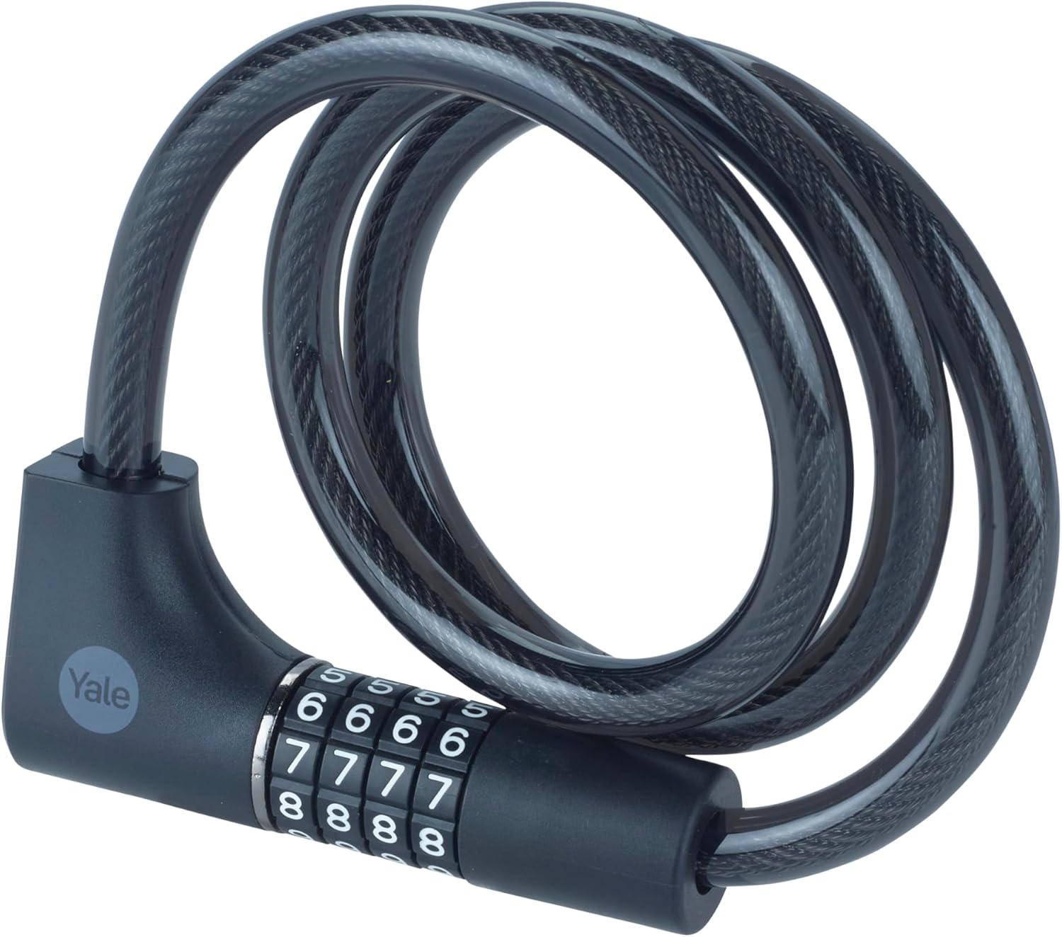 Yale Essential Güvenlikli Şifreli ve Anahtarlı Kablolu Kilit, YCC0/12/100/2, 140 mm, Örgü Çelik, 4 Haneli Kod, 2 Anahtar, Tuzlu Su Püskürtme Testinde 96 Saat Dayanıklılık, Bisiklete Monte Edilebilir - Görsel 1
