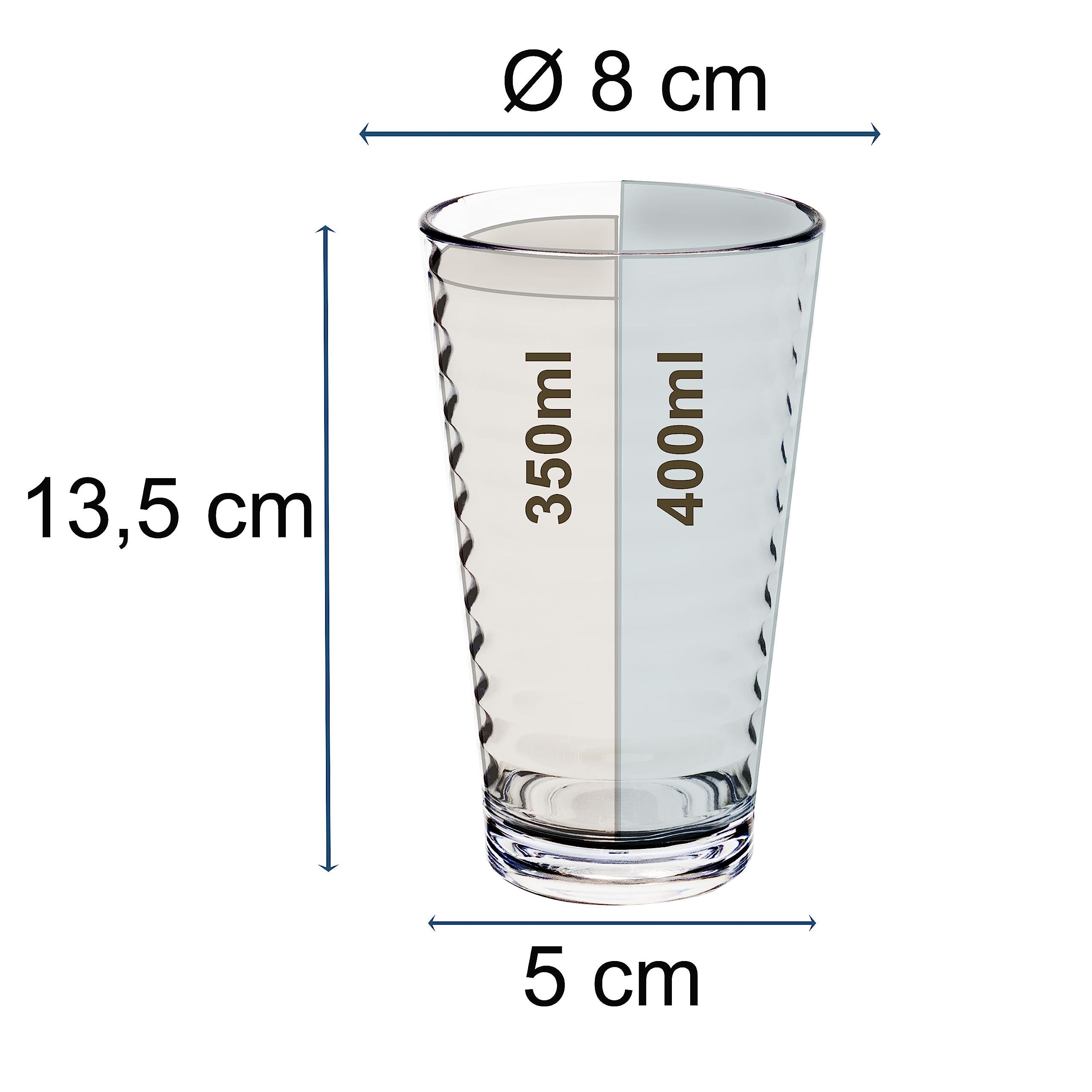 Melamin Geschirr Set 16 Teile elegante Steingut Optik blau mit 400ml klar 4