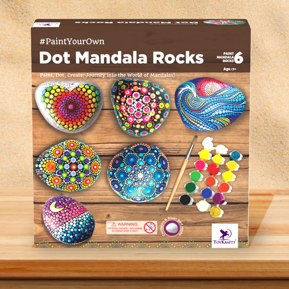 TOYKRAFTT Dot Mandala Rock Painting Kit – DIY Stone Art & Craft Gift for Girls & Boys Ages 8-12 (Ideal for 6-12 & 8-10)