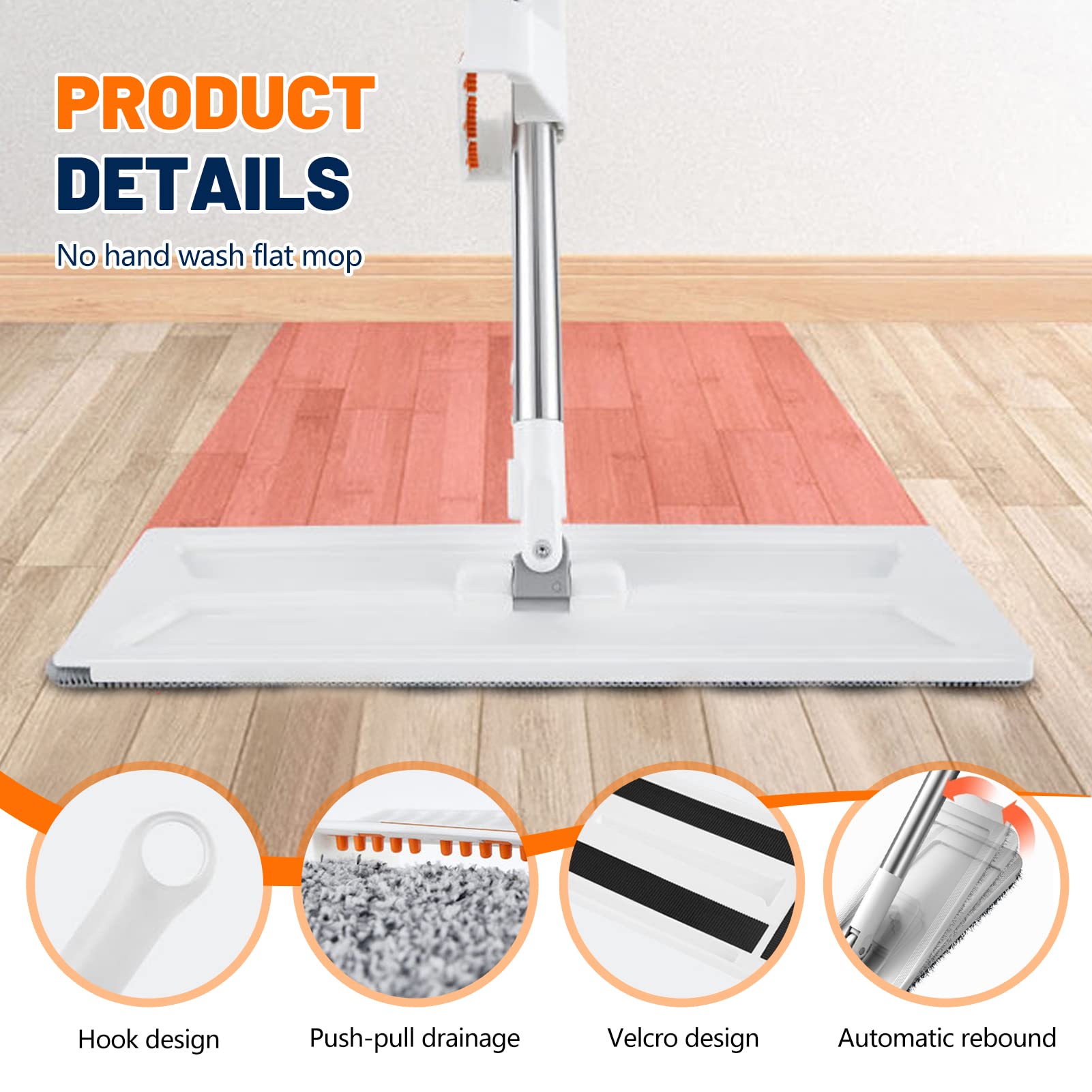 Balai Serpillière Avec Essorage Intégré 360° - Vadrouille Rotative Microfibre Avec 4 Tampons Pour Sols Bois, Carrelage Et Stratifié