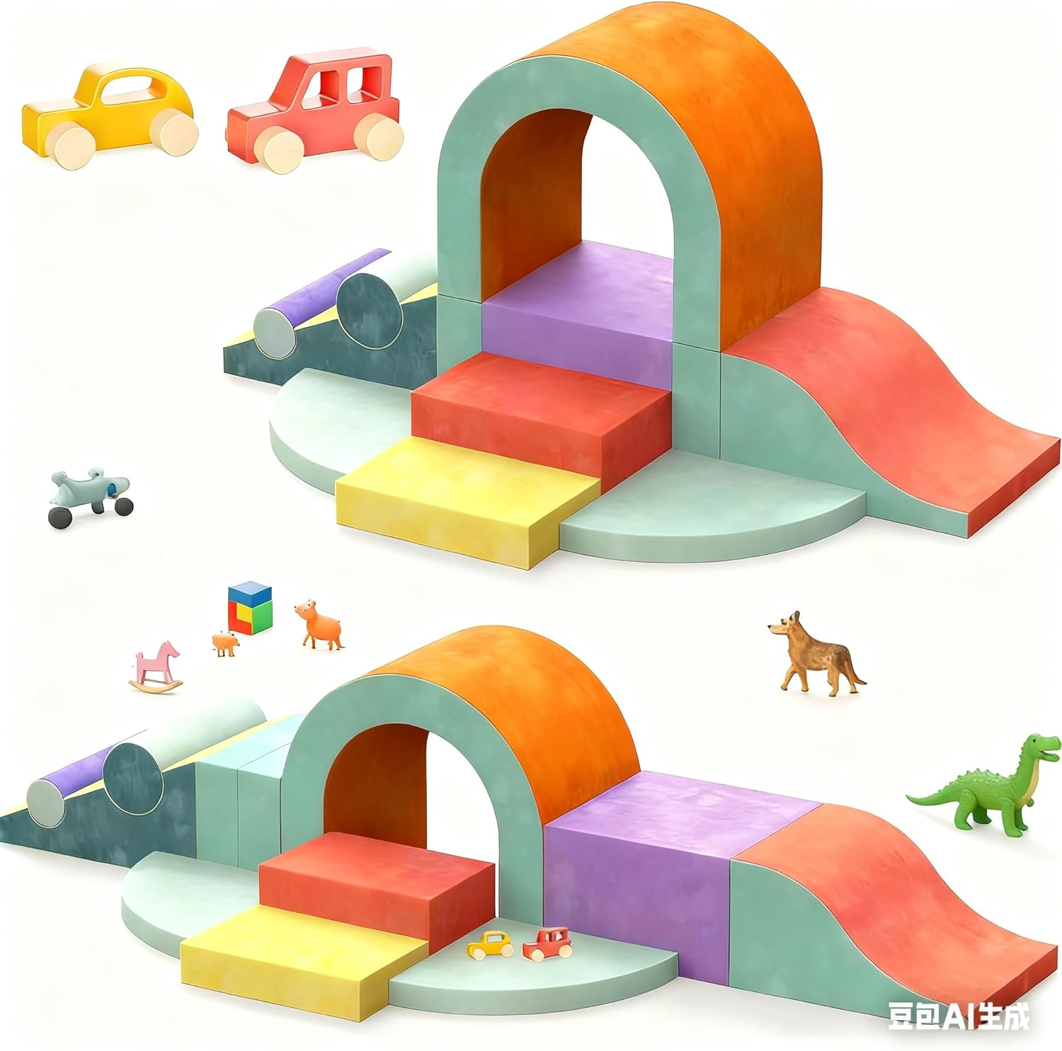 Foam Climbing Blocks, 12 PCS Colourful Climbing Indoor, Soft Play Set, Flexible Crawling and Sliding Climbing Blocks 100903DFGH