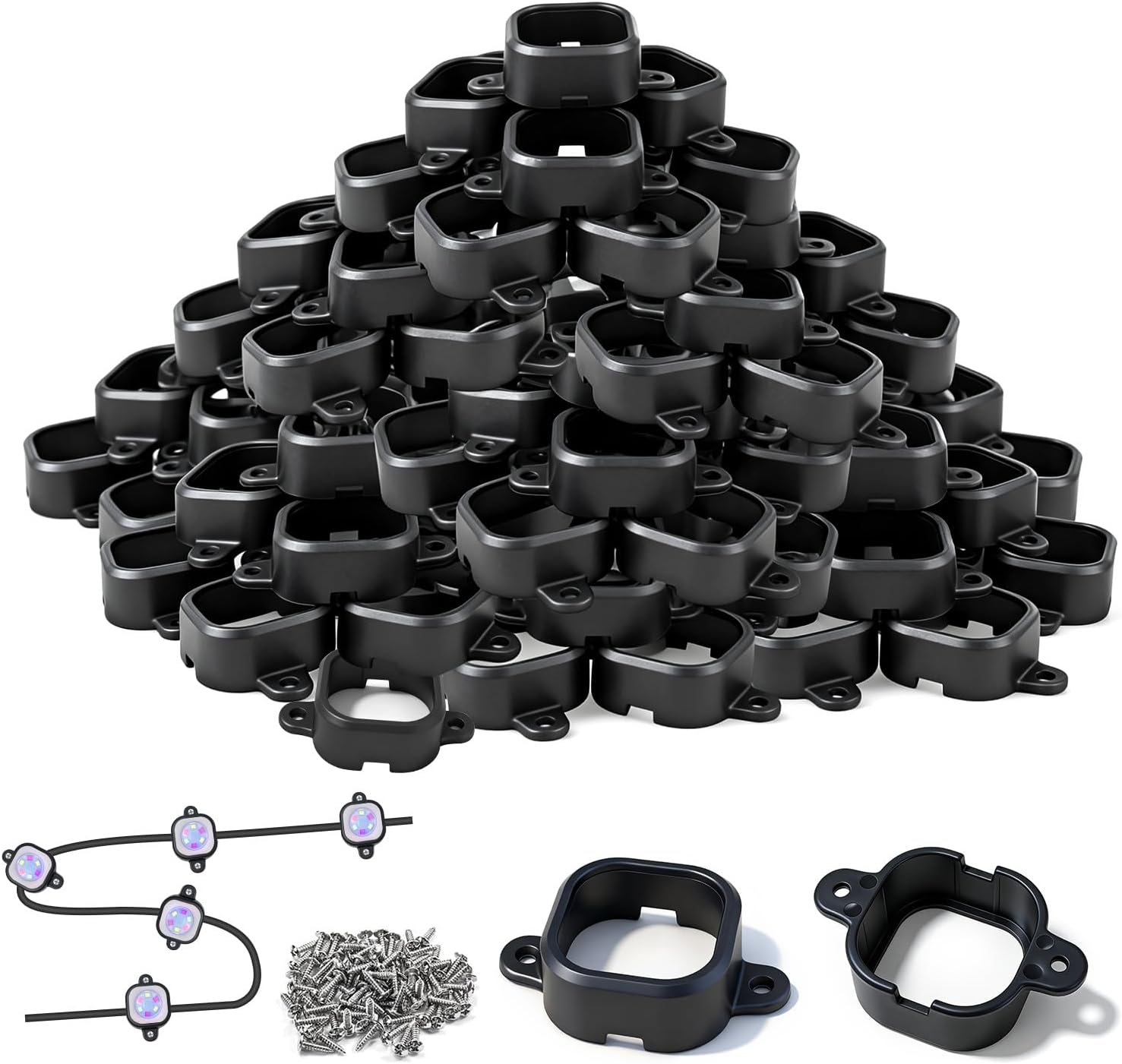 95 Pcs Light Clips for Govee Pro H706 Permanent Outdoor LED Lights Compatible with Govee Pro H706A H706B H706C Outdoor Decoration and Fixed luminaire Mounting Brackets Screws Kit (Black)