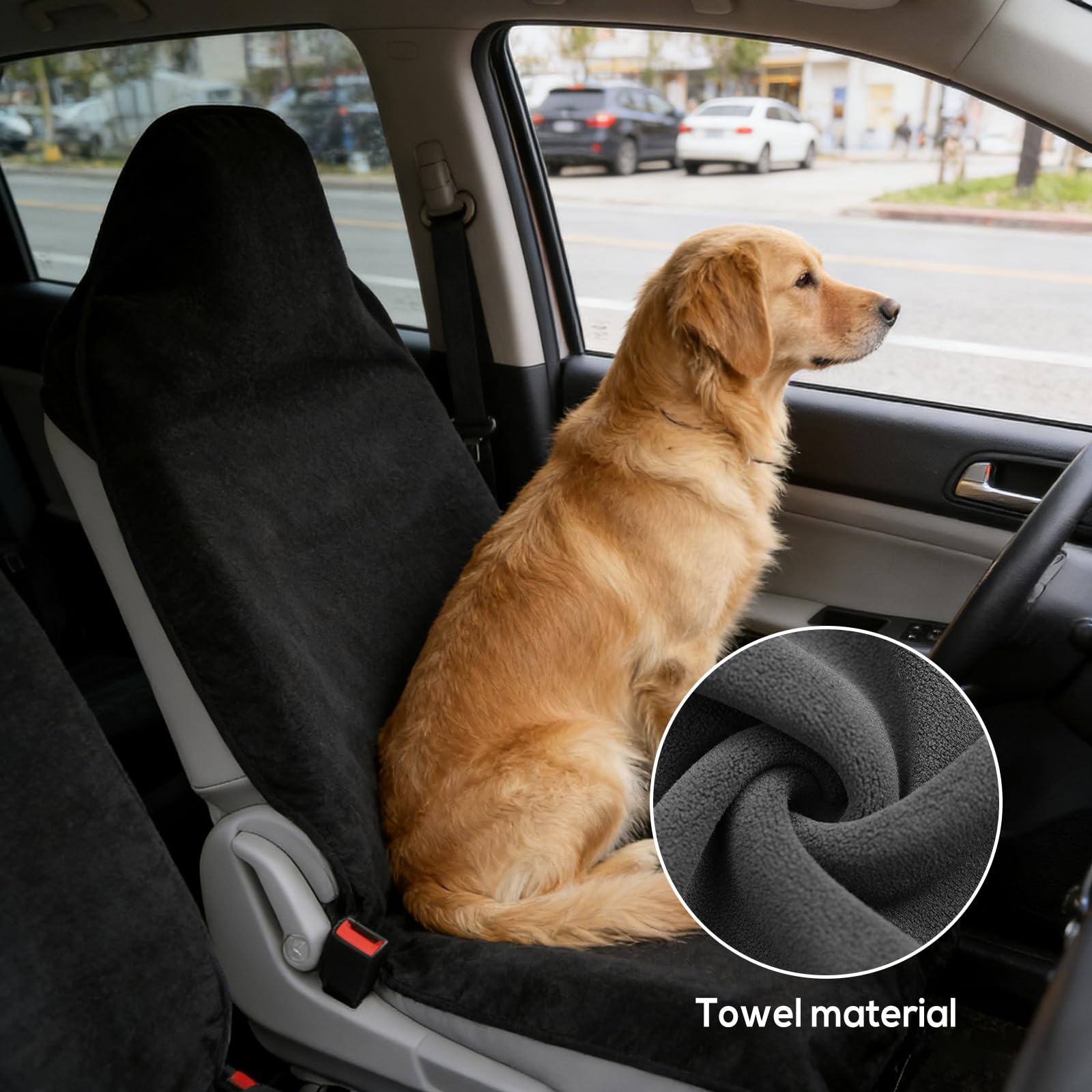 Lot de 2 housses de siège de voiture en tissu éponge pour sièges avant, universelles, imperméables, absorbent la transpiration, antidérapantes, pour voitures, SUV, camions