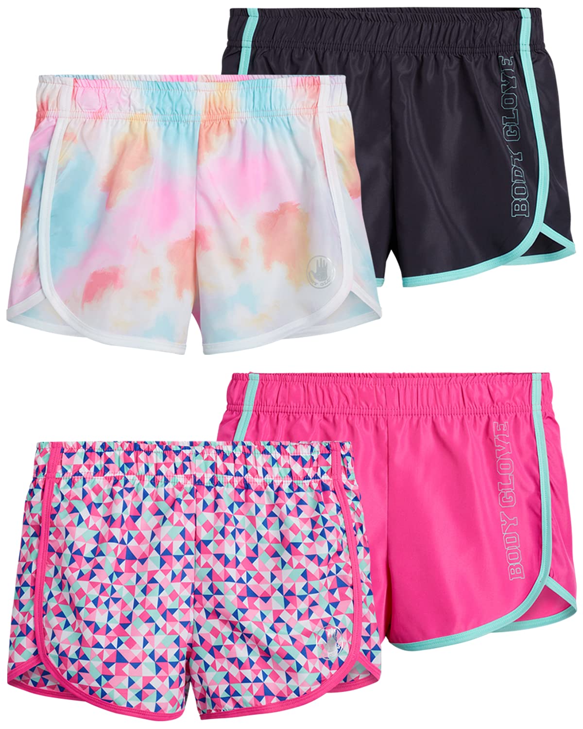 Girls 4-Pack Athletic Gym Workout Yoga Dolphin Running Shorts