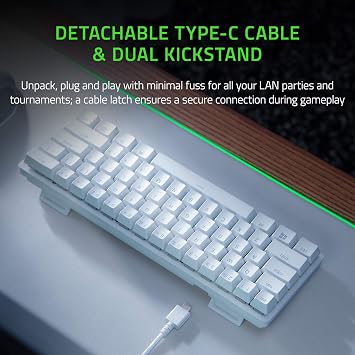Razer Huntsman Mini 60% Gaming Keyboard: Linear Optical Switches - Aluminum Top Frame - Chroma RGB Lighting - PBT Keycaps - Onboard Memory - Snap Tap - White