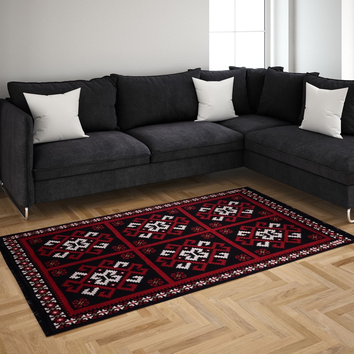 Bigghome Kilim, Makinede Yıkanabilir, Modern Desenli, 80 * 150 cm, SA25MK