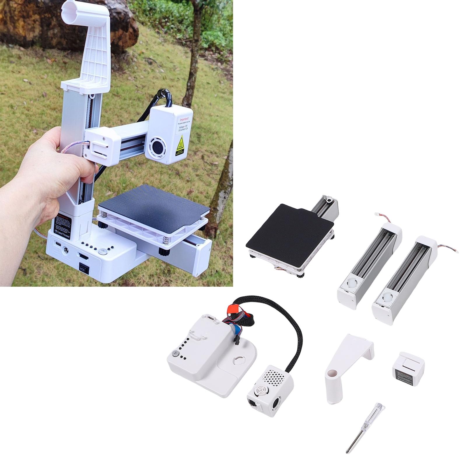 Generic Stampante 3D Portatile, Stampante Compatta Facile -utilizzo con Piastra di Costruzione Rimovibile per il Filamento TPU PLAS (Spina europea)