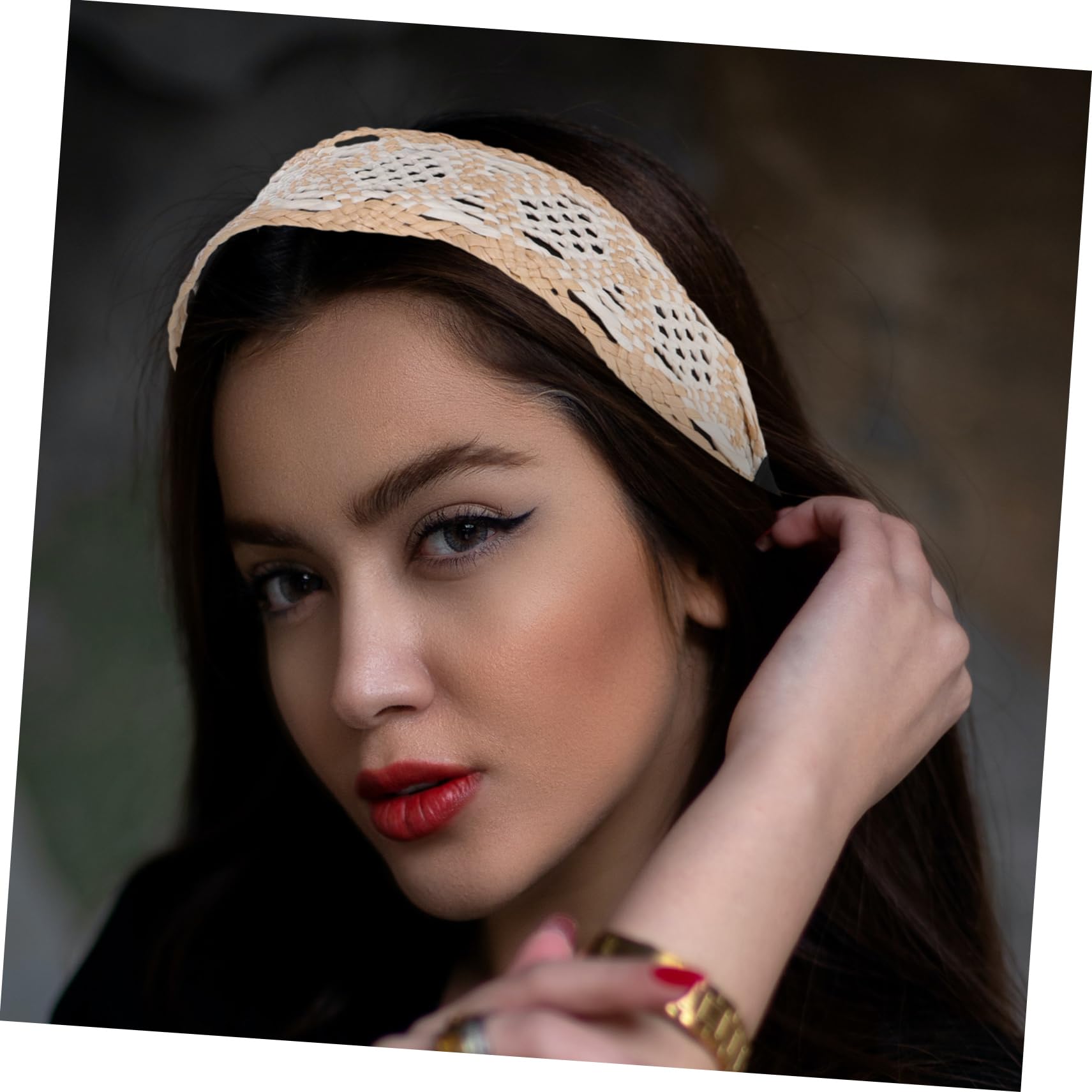 PACKOVE Bandeau Élégant Raphia Bandeaux Larges pour Femmes Accessoire de Coiffure Tressé pour Cheveux de Filles Coiffe Tressée pour Plage
