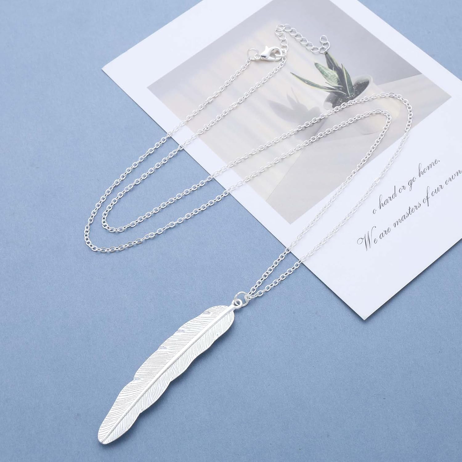 Collana Boho Con Ciondolo Piuma In Lega: Lunga, Stile Gipsy, Color Argento Per Donna