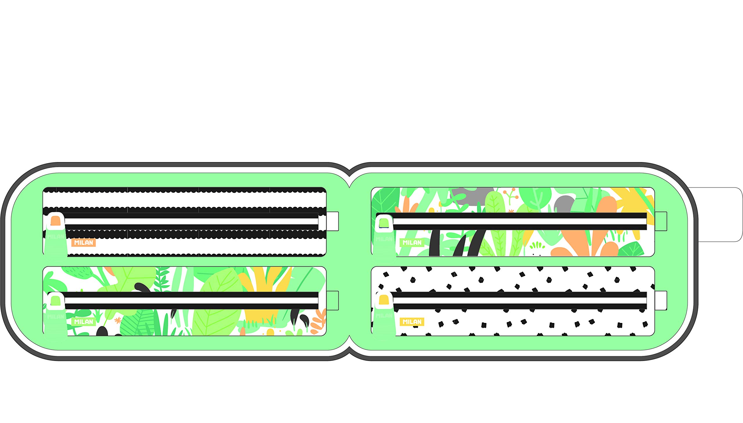 Kit 4 estuches con contenido Hide & Seek, verde y amarillo