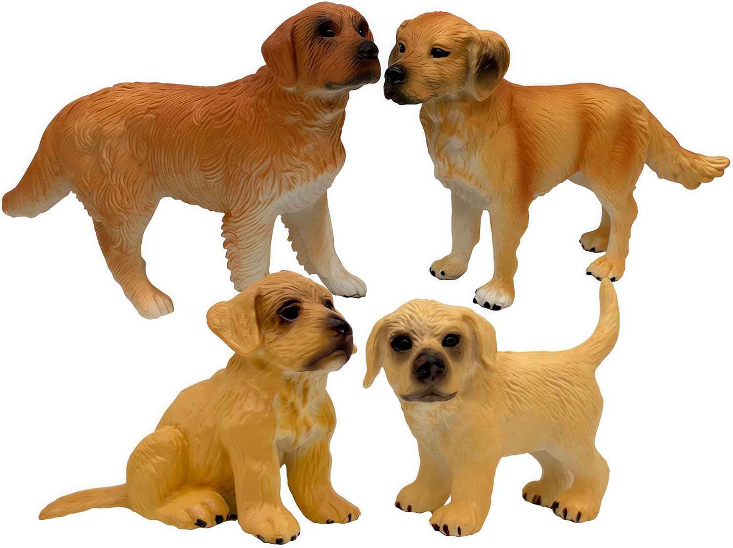 Gemini&Genius Dog Toys for Kids, Golden Retriever Family Playset, Detail and Realistic Puppy Action Figures, Pet Doggy Toys, 2-4 Inches Length - Baby Shower Cake Toppers or Toy Gifts for Kids
