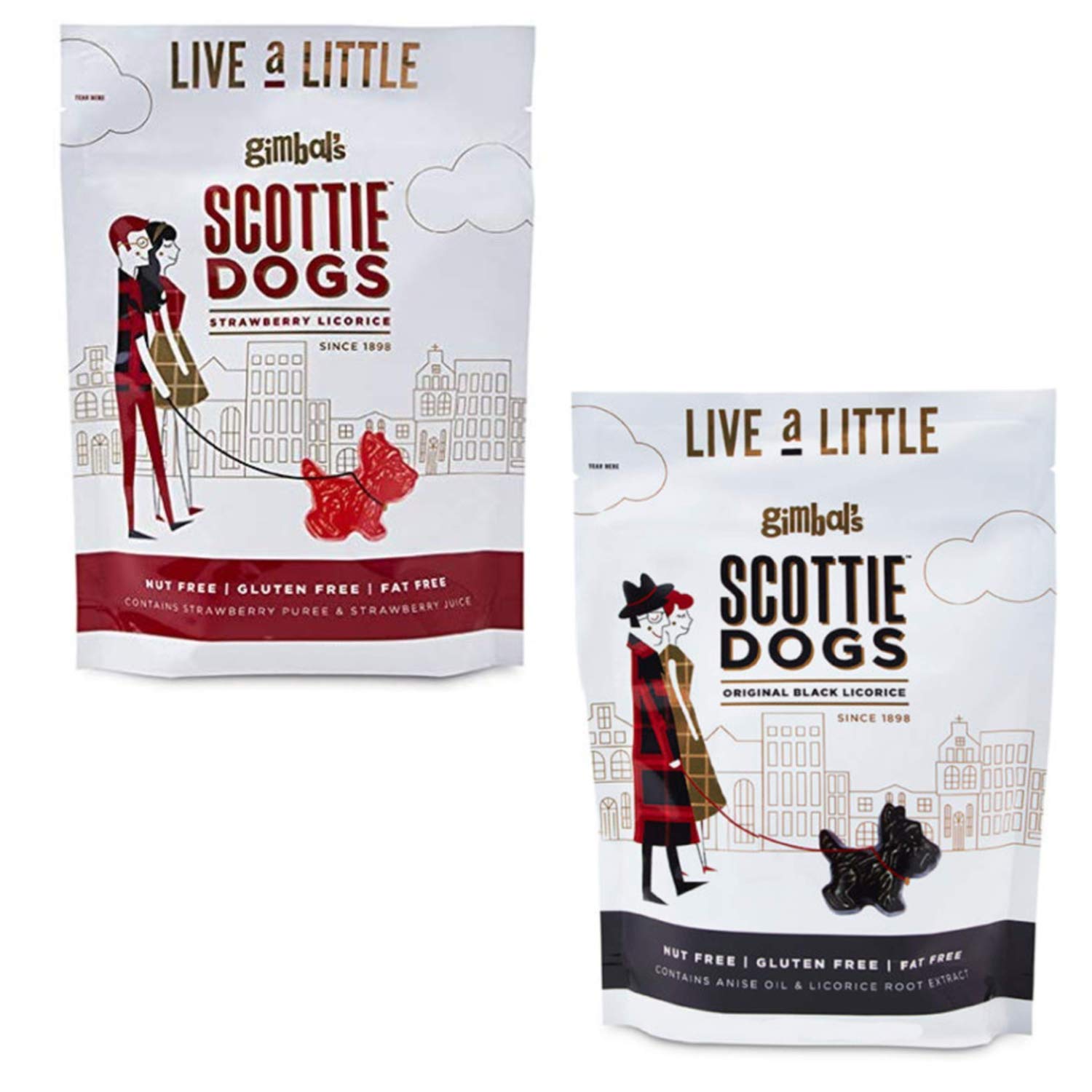 Scottie DogLicorice Bundle: One Each of Strawberry Licorice (6 Ounces) and Original Black Licorice (6 Ounces)