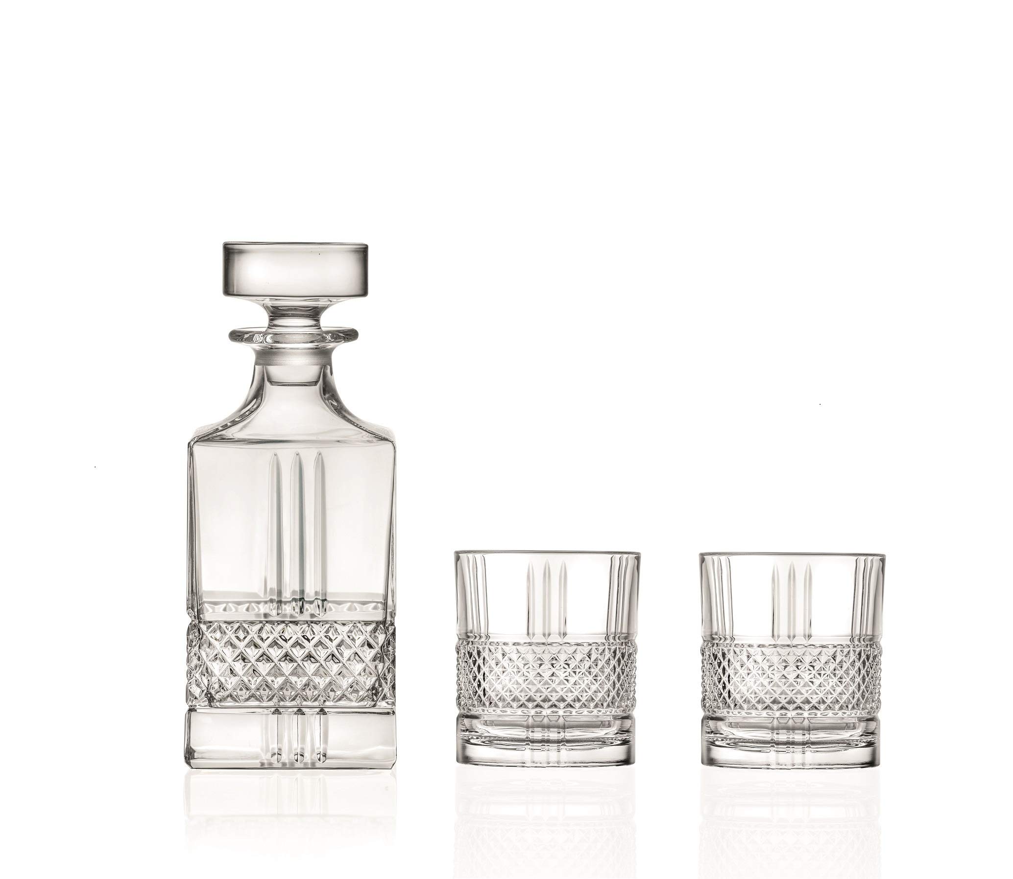CRISTALICA Karafka i 2 szklanki do whisky zestaw do whisky Brandy Brylante szkło 3-częściowy