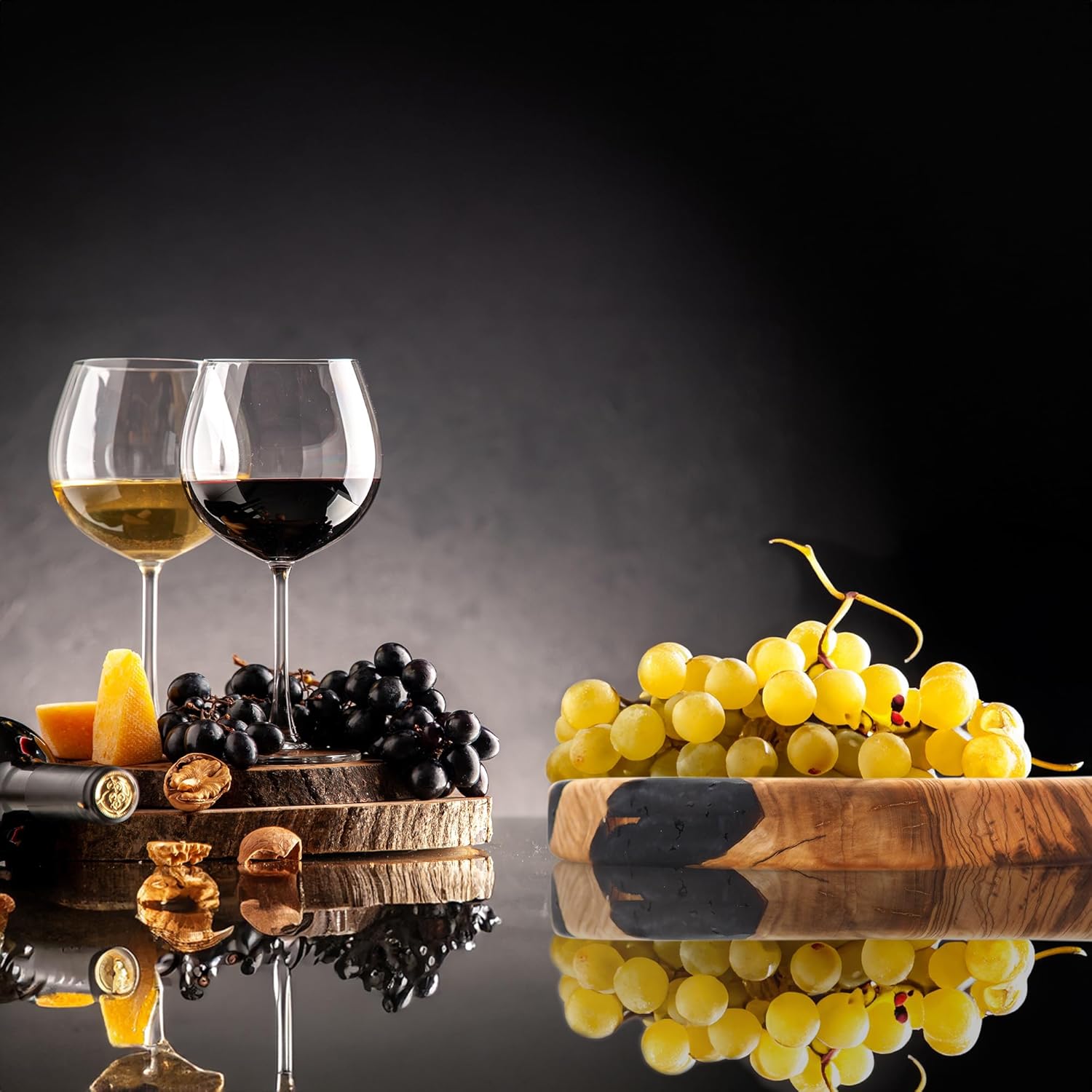 Olivarte Handmade Epoxy Wide Serving & Salad Plate - Decorative, Olive Wood Serving Plate for Salad, Fruit, Meat - Ideal for Kitchen, Unique Housewarming Gift -Palapala (11"x11"x1.38")