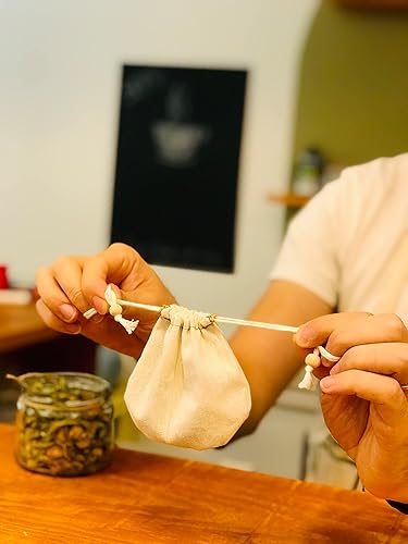 Miniatura 7 de Bolsas de filtro de té de algodón reutilizable (paquete de 3) - Filtro lavable, orgánico, ecológico, 100% algodón sin blanquear (tetera, paquete de