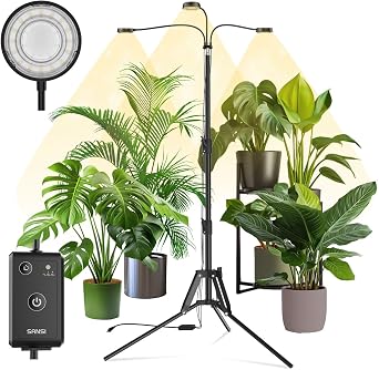 SANSI Grow Lights for Indoor Plants, Dimmable 30W Plant Lights for Indoor Growing, 3 Head 35"-65" Adjustable Tripod Stand Plant Grow Light Indoor Auto On/Off Timer Led Grow Lights for Indoor Plants