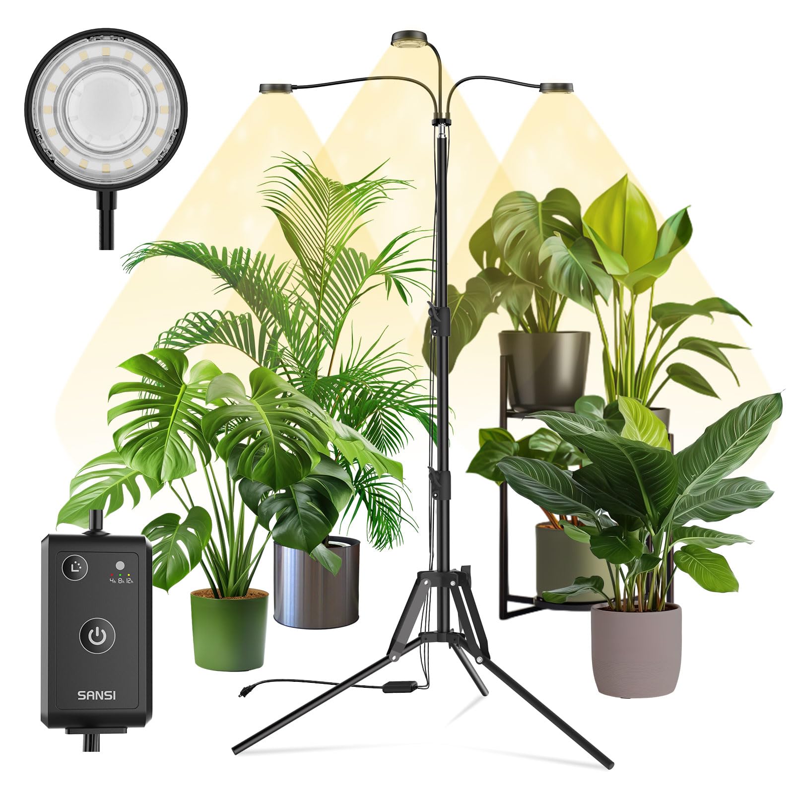 SANSI - Grow Lights for Indoor Plants, 500W Equivalent, 3 Full Spectrum Plant Lights for Indoor Growing, Energy Efficient 30W Dimmable Grow Light-image-24