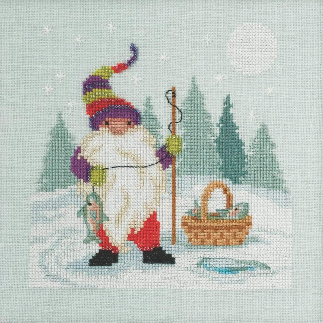 Fishing Gnome Beaded Counted Cross Stitch Kit Mill Hill 2020 Gnome Quartet MH172013