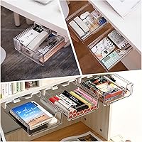 Vista 6 de RHBLME Paquete de 5 cajones debajo del escritorio, cajones para debajo del estante deslizables autoadhesivos, accesorios de cajón de escritorio
