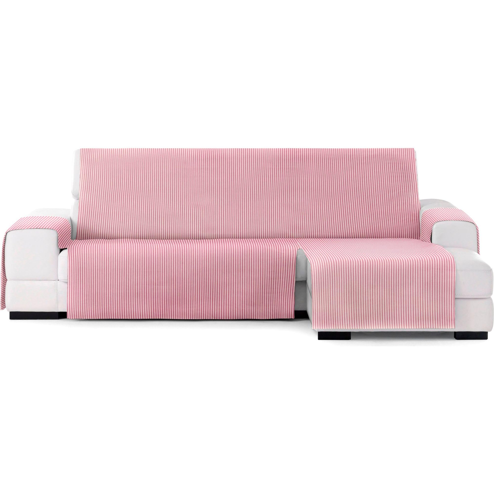 ECOMMERC3 | Chaise Longue Sofa Cover with Elastic Bands for Left/Right Chaise Lounge – Chaise Sofa Cover Ecru/Pink Adjustable and Versatile for Chaise Longue Sofas, Total Protection