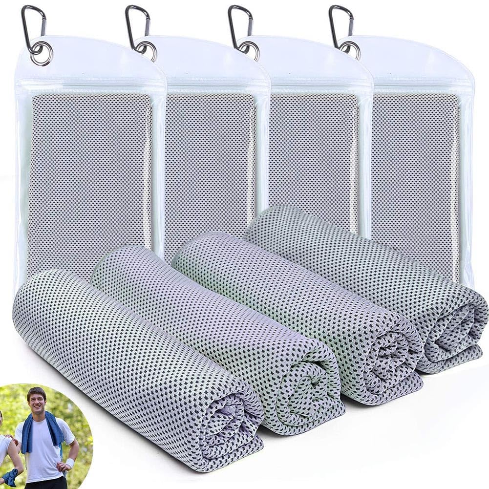 Defsedar 4 Packs Cooling Towels for Neck and Face, 30 * 40CM Soft Breathable Chilly Towel, Sweat Wraps, Cool Rags Quick Dry Towel for Hot Weather, Workout, Sports, Yoga, Gym