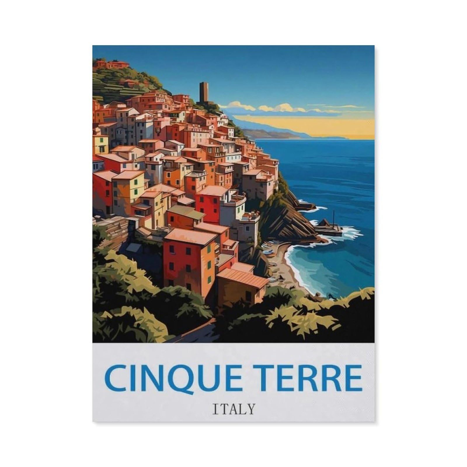 BEAYODKP Diamond Painting，Cinque Terre Italy，Round Full Drill Acrylic Embroidery Cross Stitch Arts Craft Canvas Supply for Home Wall Decor Adults and Kids（50 x 60 cm/19.68 x 23.62 inches）-CM84