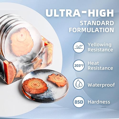 Miniatura 3 de Kit de resina cristalina transparente de 68 onzas, epoxi sin burbujas y que no amarillea para revestimiento, fundición, superficie de mesa,